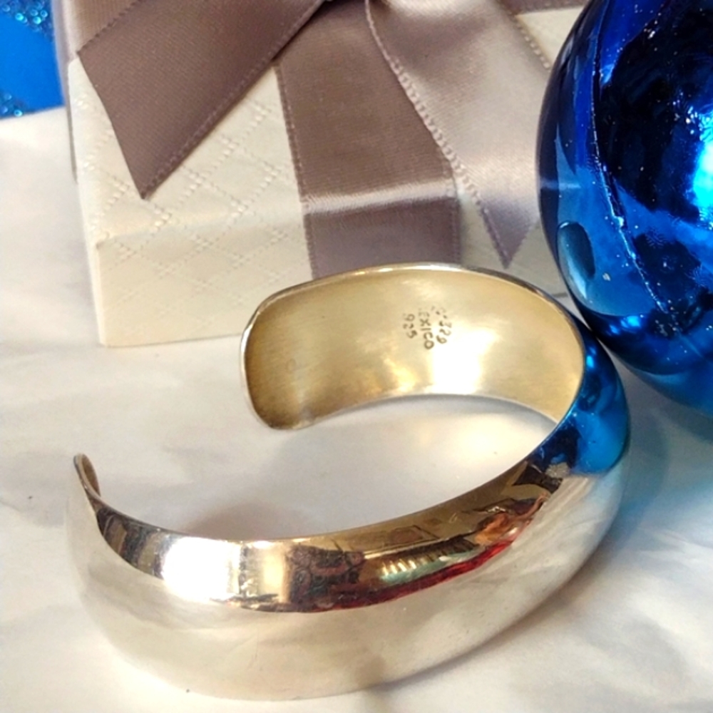 .925 Solid Sterling Silver Wide Bangle Bracelet... - image 7